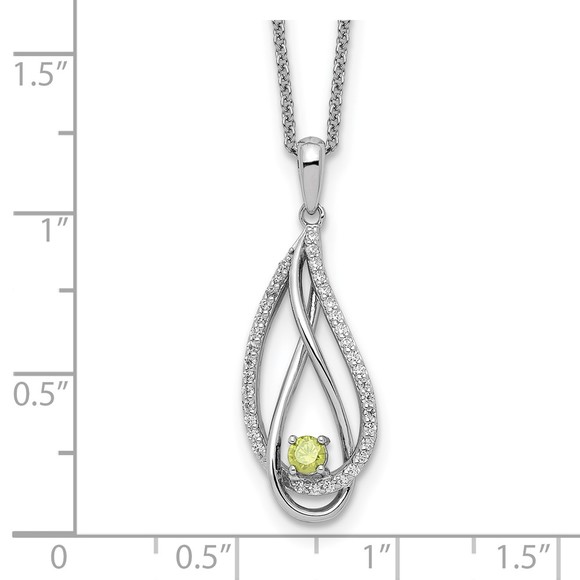 925 Sterling Silver Aug CZ Always in my Heart Birthstone 18in Necklace - Picture 3 of 6